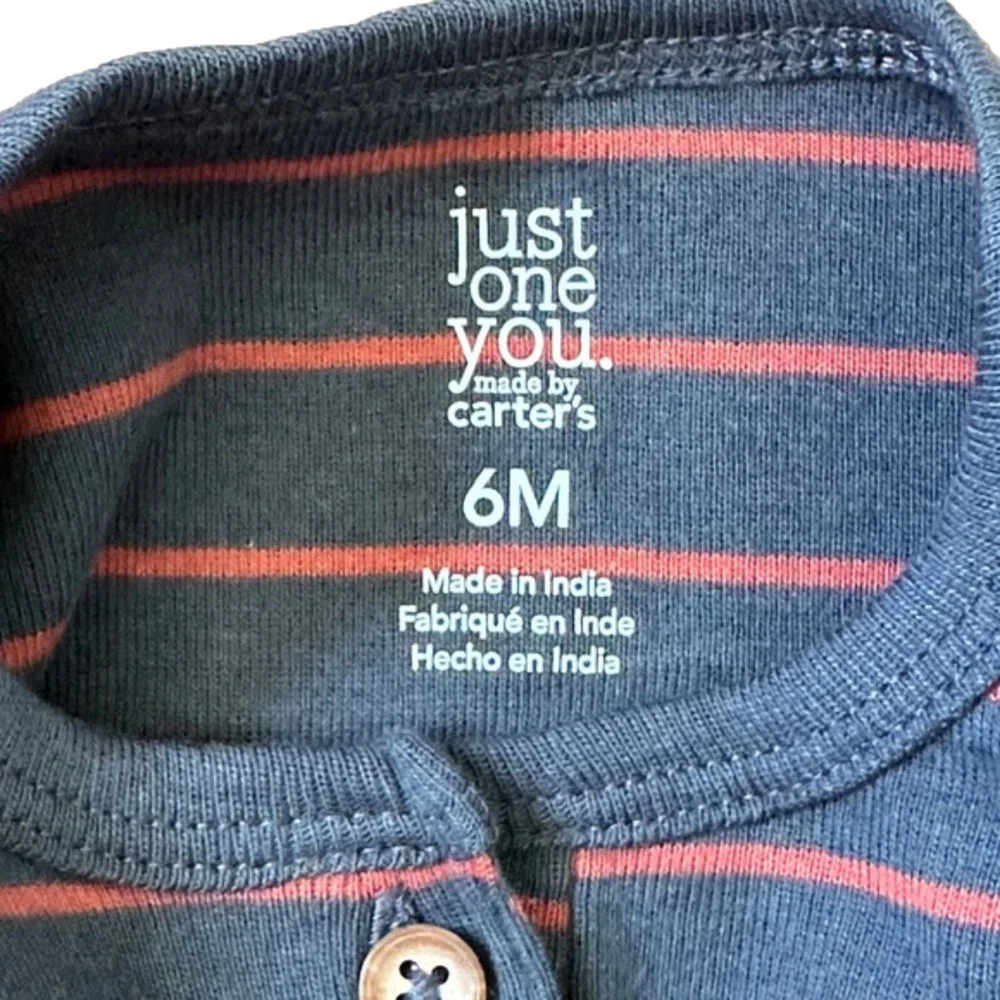 Carter's Outfit Boy's 6 months‎ Navy Blue Red Striped with Hat 3 piece Set New